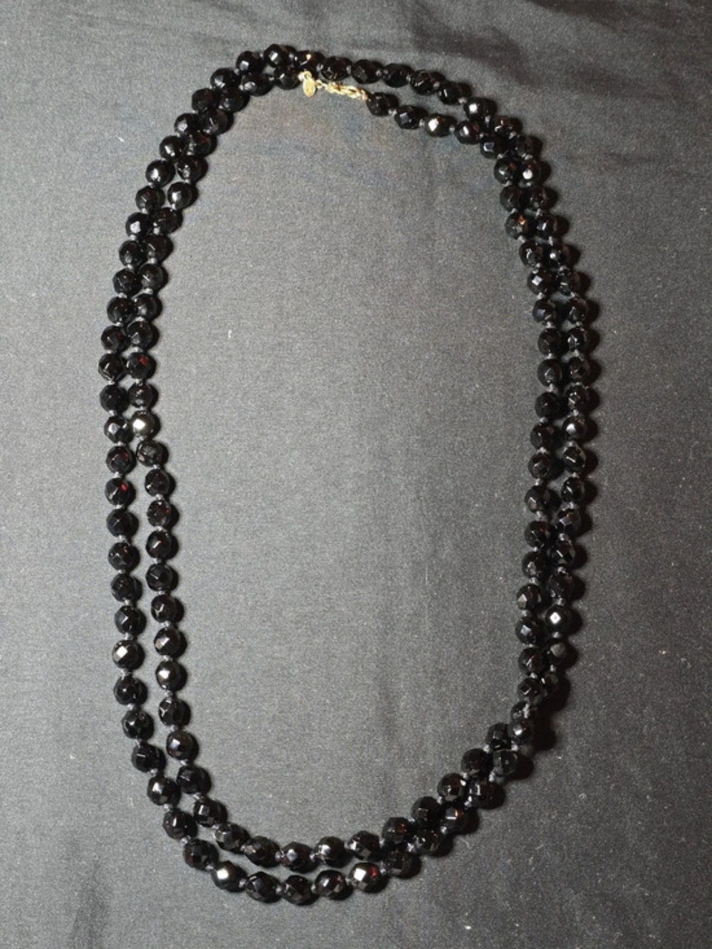 Vintage Monet 52 Inch Black Faceted Bead Rope Necklace Signed Opera Strand - Picture 2 of 2